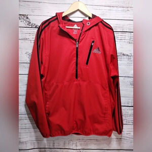 Adidas Windbreaker Red White size XL‎ Stripe Logo Lined Athletic Performance